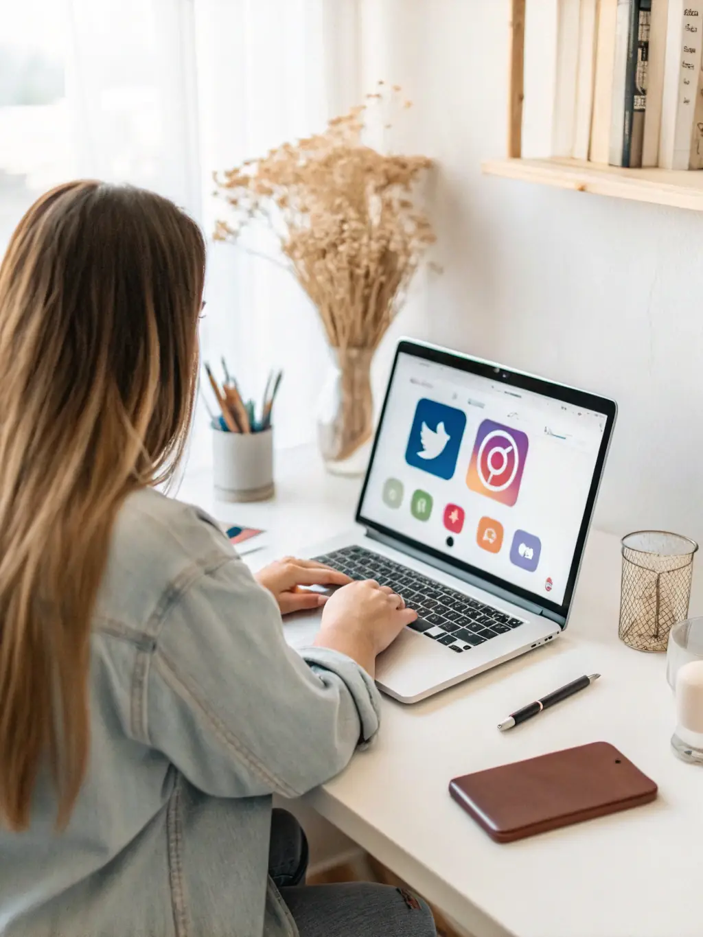 A person working on a computer, managing social media accounts, representing the online presence of MagnumPhotosVN.