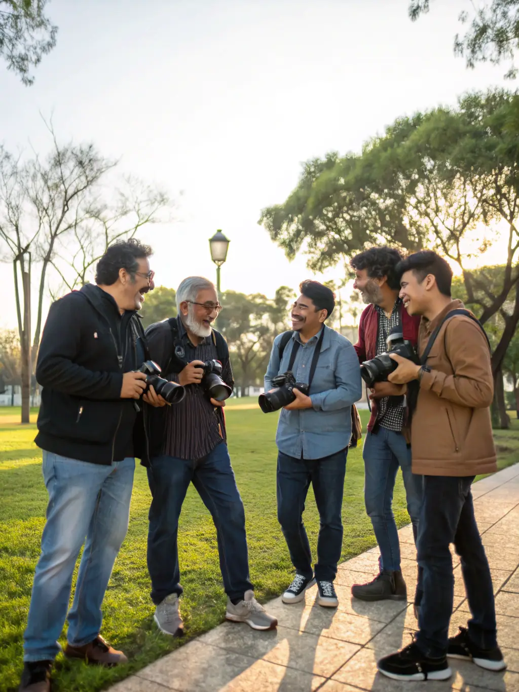 A photograph depicting a diverse group of photographers collaborating on a project, showcasing MagnumPhotosVN's dedication to fair representation and inclusivity.